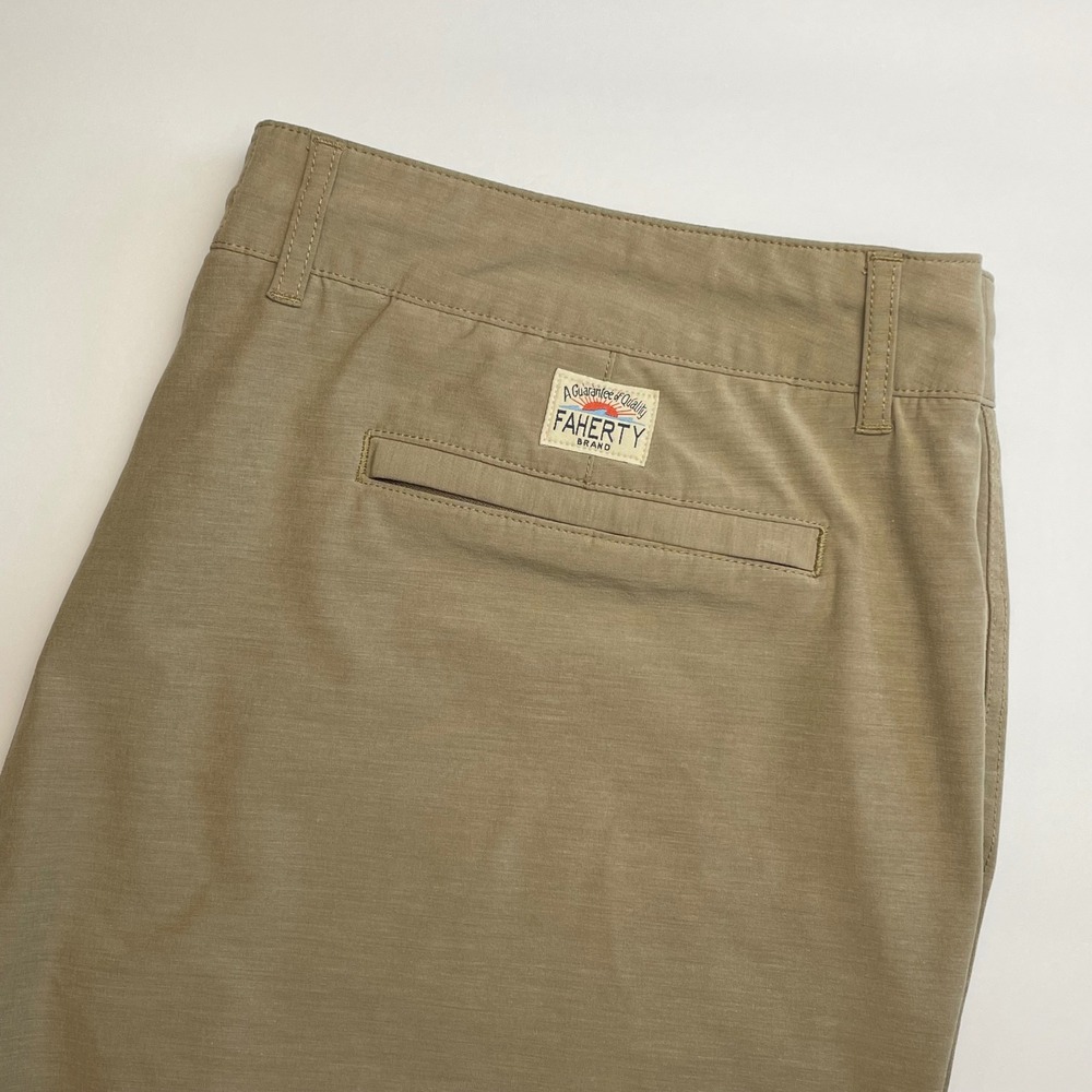 Faherty All Day Shorts Men 38 Tan Brown Drawstring Casual Chino 7" Inseam Hybrid